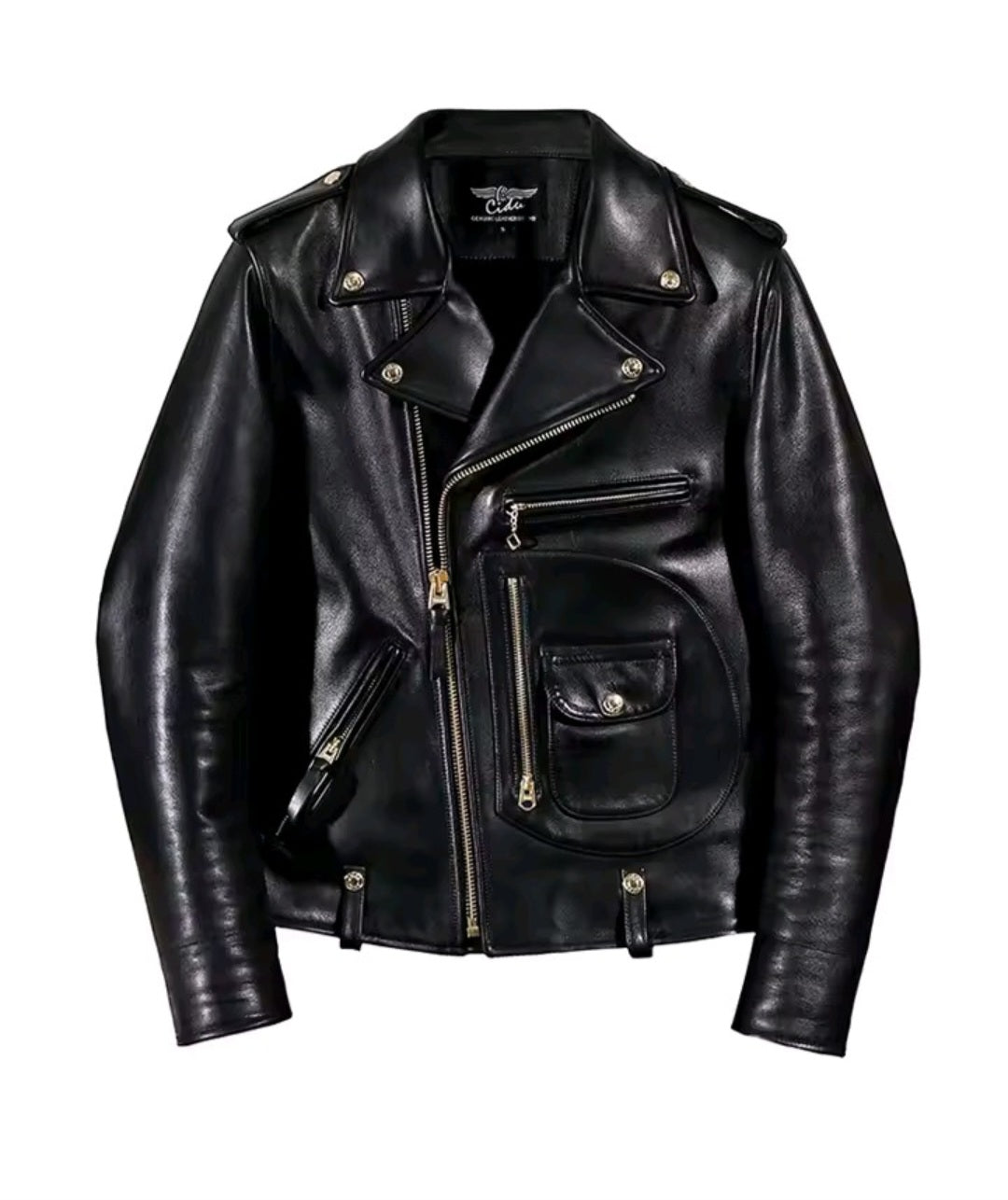 Black Hard Pu Leather Biker Jacket