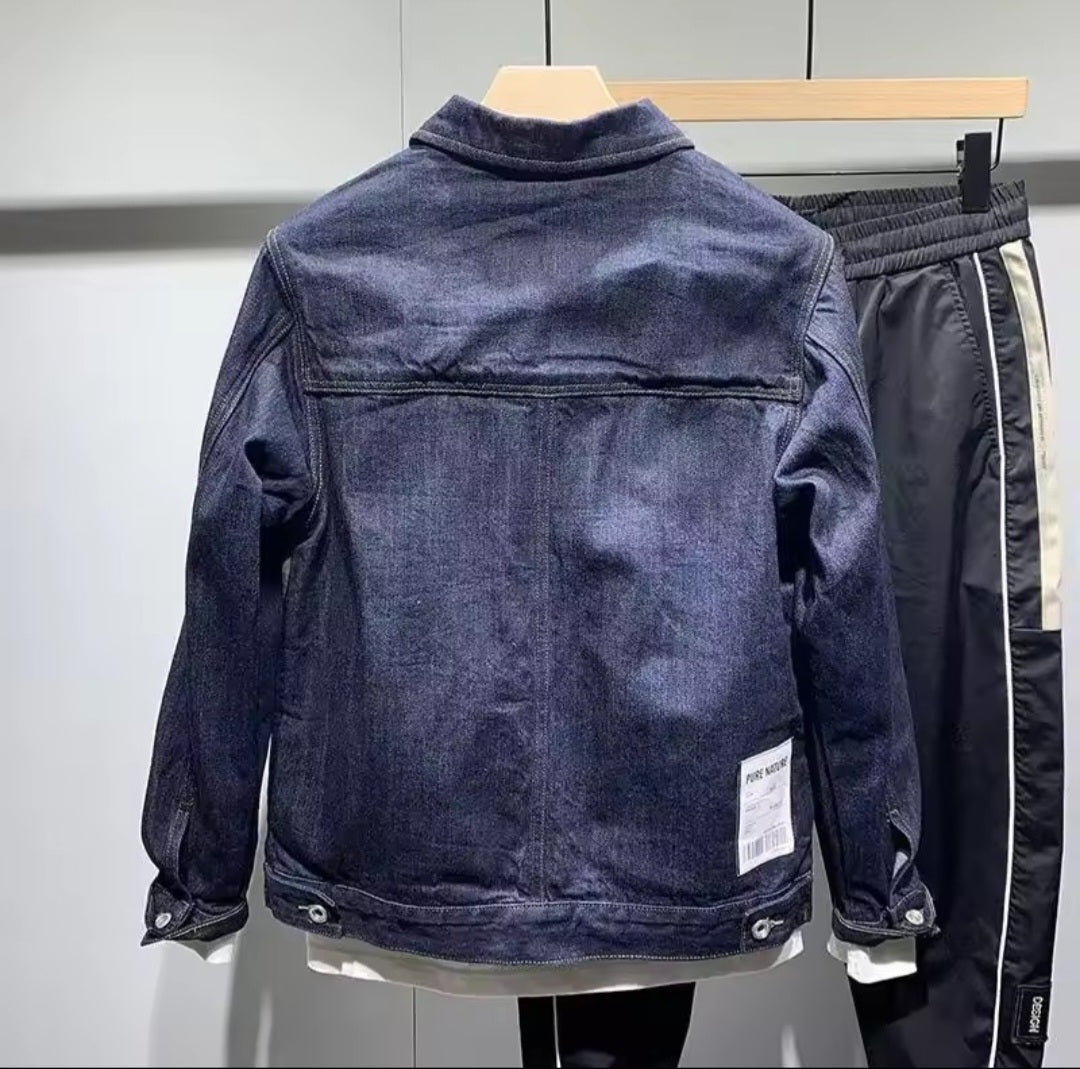 Denim Jacket Spliced Button