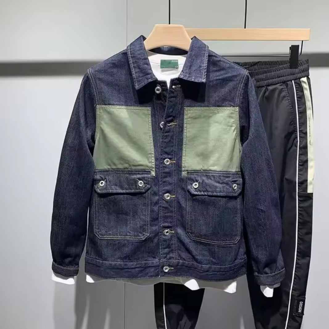 Denim Jacket Spliced Button