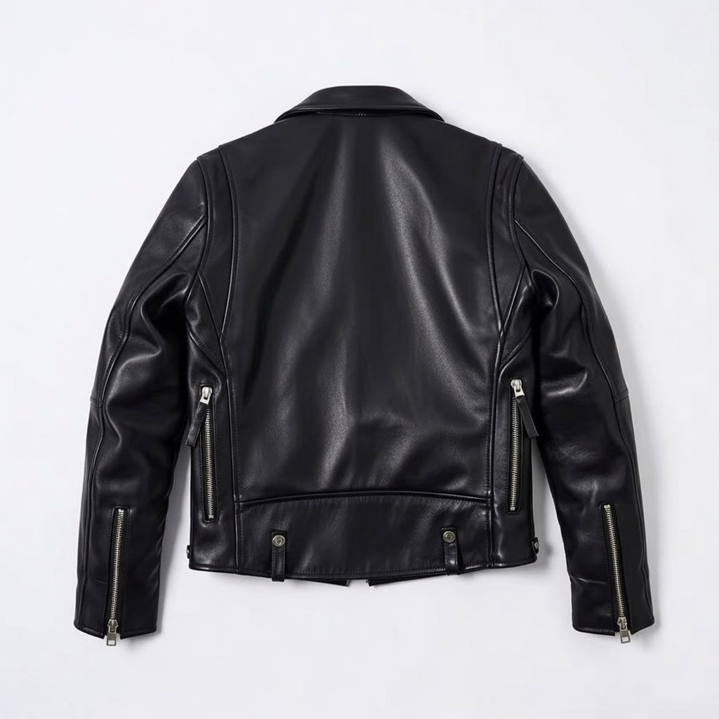 Black Hard Pu Leather Biker Jacket