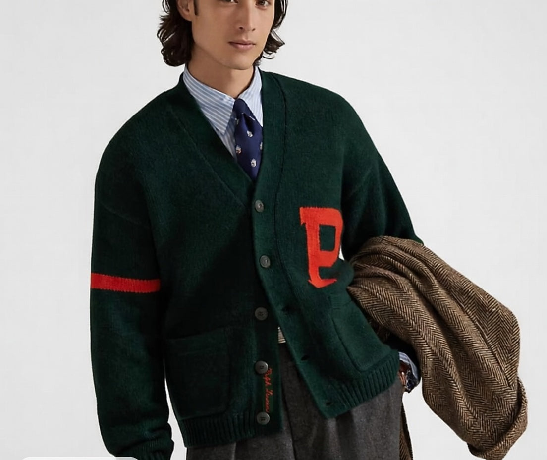 Men Letter Jumper Cardigan